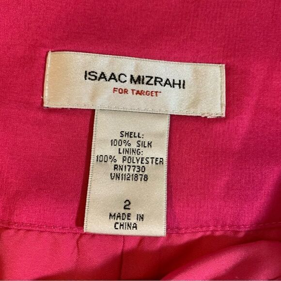 Isaac Mizrahi Silk Skirt Pink Lined Side Zipper Back Slit Sz 2 Gorgeous - Picture 3 of 4